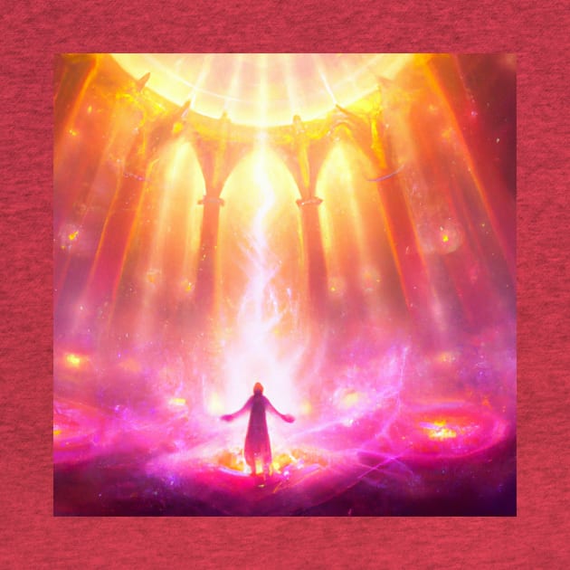 Mystical Heavenly Light Engulfs Lone Monk by Star Scrunch
